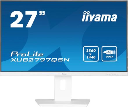 27" Монитор Iiyama ProLite XUB2797QSN-W2, 2560x1440, IPS, 100Гц, 1хHDMI, 1хDP, белый