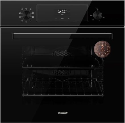 Духовой шкаф электрический WEISSGAUFF EOV 306 SB Black Edition, 64л, дверца с 2 стеклами, черный