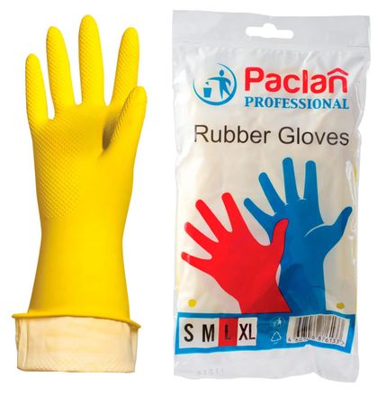 Перчатки хлопок PACLAN Professional,  многоразовые, размер: L, латекс, 1 пара, цвет желтый [407849]