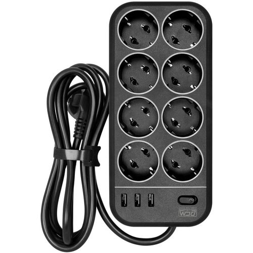 Сетевой фильтр POWERCOM SP-08 USB03AB 1.8М, 1.8м, черный