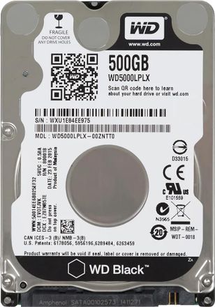 Жесткий диск WD Black WD5000LPLX, 500ГБ, HDD, SATA III, 2.5"