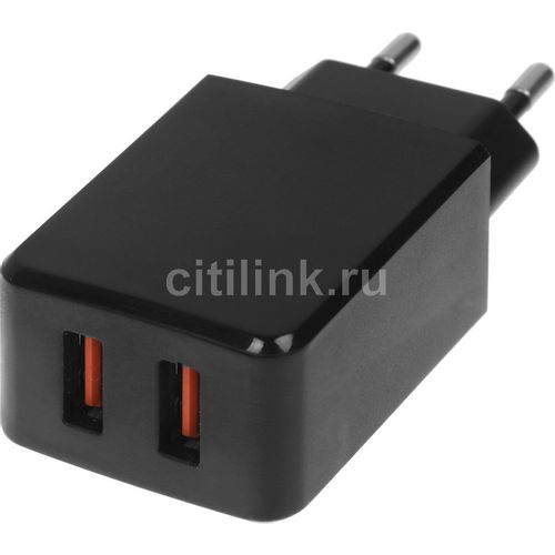 Сетевое зарядное устройство BORASCO 2xUSB-A, microUSB, 2.1A, черный [20649]