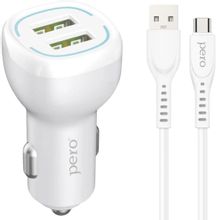 Изображение товара Автомобильное зарядное устройство PERO AC04,  2xUSB-A,  USB-C, 12Вт, 2.4A, белый [aс04tcw]