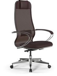 Кресло МЕТТА ErgoLife Comfort, сетка/экокожа, до 150кг, темно-коричневый
