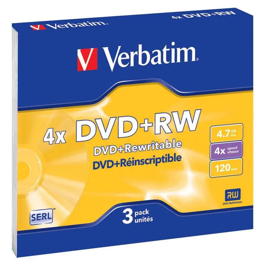 Оптический диск DVD+RW Verbatim 4.7ГБ 4x, 3шт., slim case [43636] – купить  в Ситилинк | 74366