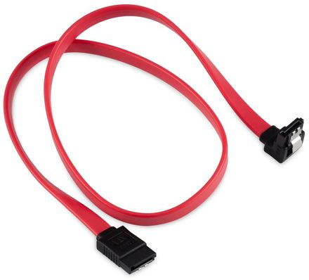 Кабель SATA Buro SATA (прямой) -  SATA (угловой),  0.5м,  красный [bu-sata-sata-ang-lock]