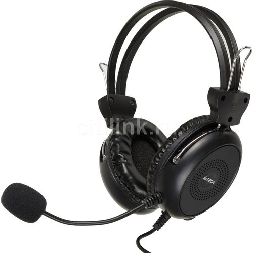 Гарнитура A4TECH HU-30, для компьютера, накладные, проводные, черный
