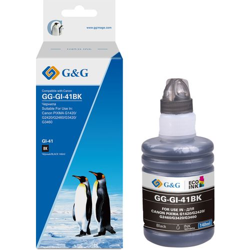 Чернила G&G GG-GI-41BK, для Canon, 140мл, черный