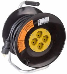 Удлинитель силовой PROCONNECT Professional, розеток 4шт, 3x2.5 кв.мм, 16A, 30м, ПВС, катушка, черный