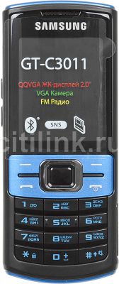 Сотовый телефон Samsung GT-C3011, голубой – купить в Ситилинк | 629639