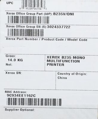 Характеристики МФУ лазерный Xerox WorkCentre B235DNI черно-белая печать ...