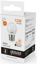 Упаковка ламп LED GAUSS E27,  шар, 12Вт, 10 шт.