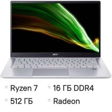 Изображение товара Ноутбук Acer Swift 3 SF314-43 14 IPS AMD Ryzen 7 16ГБ 512ГБ SSD без ОС серебристый