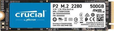 SSD накопитель Crucial P2 CT500P2SSD8 500ГБ, M.2 2280, PCIe 3.0 x4,  NVMe