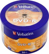 Оптический диск DVD-R Verbatim 4.7ГБ 16x, 50шт., wagon wheel [43731 ...