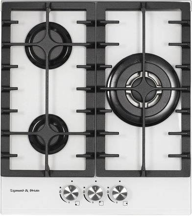 Газовая варочная панель ZIGMUND & SHTAIN SlimLine M 23.4 W, 3 конфорки, закаленное стекло, белый