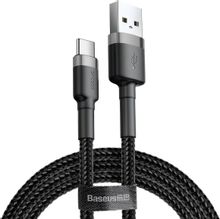 Изображение товара Кабель BASEUS CATKLF-BG1, USB Type-C (m) - USB (m), 1м, 3A, серый / черный Изображение товара Кабель BASEUS CATKLF-BG1, USB Type-C (m) - USB (m), 1м, 3A, серый / черный
