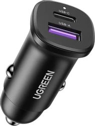 Изображение товара Автомобильное зарядное устройство UGREEN EC305,  USB-A,  USB-C, 30Вт, 4A, черный [25845]