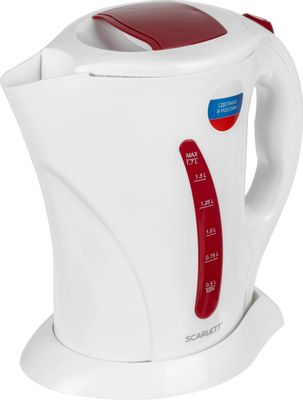 Чайник электрический Scarlett SC-EK14E08, 2200Вт, белый и бордовый