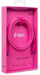 Кабель TTEC 2DK59NP, USB Type-C (m) - USB Type-C (m), 1.2м, розовый