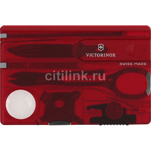 Швейцарская карта Victorinox SwissCard Lite, красный полупрозрачный, коробка подарочная [0.7300.t]