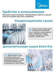Встраиваемая посудомоечная машина Midea MID60S485I, нержавеющая сталь