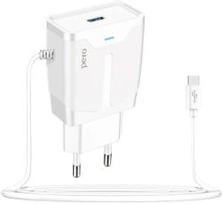 Изображение товара Сетевое зарядное устройство PERO ТС04,  USB-A,  USB-C, 10.5Вт, 2.1A, белый [тс04w2atc]
