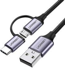 Изображение товара Кабель UGREEN US177 USB Type-C/micro USB на USB 1м 3А черный Изображение товара Кабель UGREEN US177 USB Type-C/micro USB на USB 1м 3А черный
