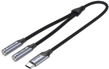 Изображение товара Кабель-переходник для наушников VENTION BGPHY USB Type-C 2xJack 3.5 мм 0.3м черный