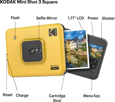 Фотоаппарат моментальной печати Kodak Mini Shot 3 C300 Y, желтый – купить в  Ситилинк