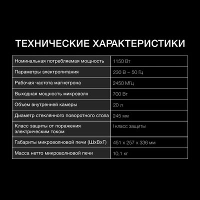 Микроволновая печь Hyundai HYM-D3027, 700Вт, 20л, белый – купить в ...