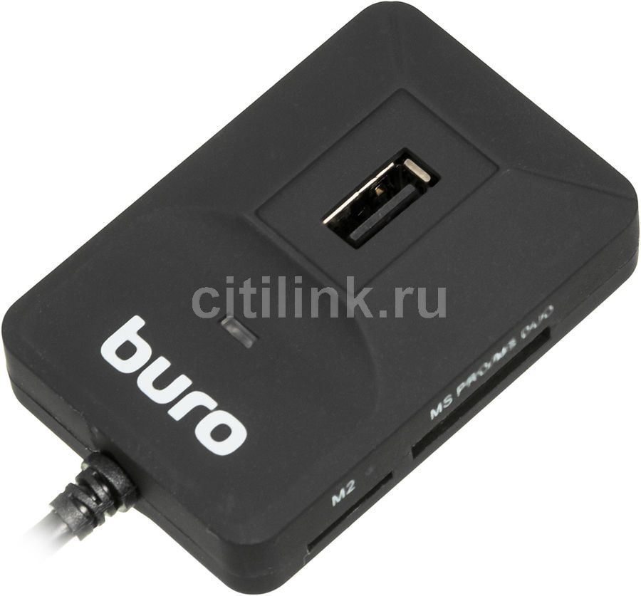 Характеристики Картридер внешний Buro BU-CR/HUB3-U2.0-0688, черный ...