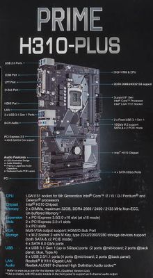 ASUS PRIME H310 PLUS LGA 1151v2 Intel H310 ATX Ret 1059807