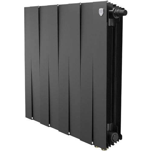 Радиатор биметаллический ROYAL THERMO Pianoforte 500 VR80, 8 секций, нижнее правое подключение, черный