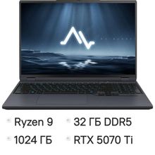 Изображение товара Ноутбук игровой MAIBENBEN X16F-R98957T, 16", IPS, AMD Ryzen 9 8940HX 2.4ГГц, 16-ядерный, 32ГБ DDR5, 1ТБ SSD,  NVIDIA GeForce  RTX 5070 Ti для ноутбуков - 12 ГБ, TGP 140Вт,  Windows 11 Home,  серый [x16f-r98957t0jgrhg4e10]