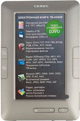 Электронная книга TeXet TB-434HD, 4.3", серый(восстановленный) – купить ...