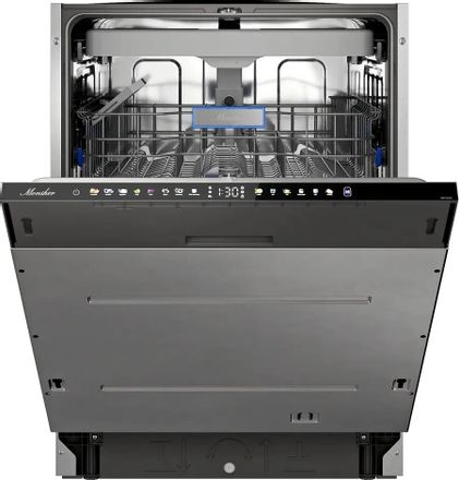 Встраиваемая посудомоечная машина MONSHER High-Tech MD 6005, полноразмерная, ширина 60см, полновстраиваемая, загрузка 15 комплектов, нержавеющая сталь