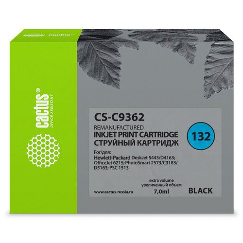 Картридж Cactus CS-C9362, №132, черный / CS-C9362