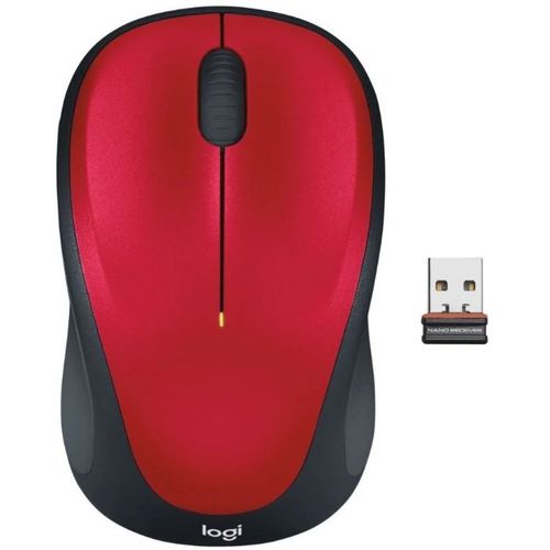 Мышь беспроводная Logitech M235, радио, оптическая, USB, 1000dpi, красный и черный [910-007130]