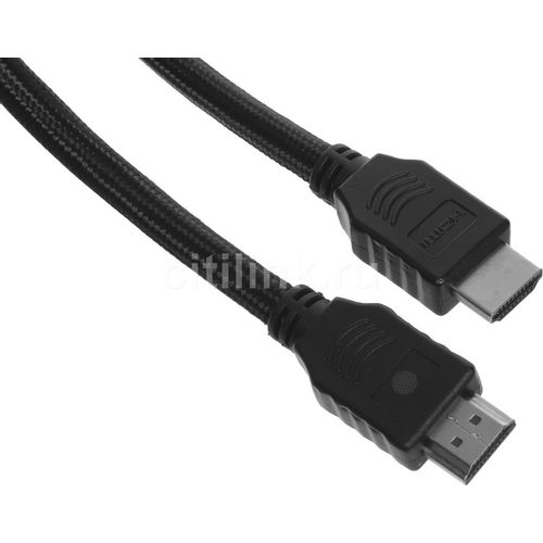 Кабель аудио-видео Cactus CS-HDMI.2-1.5, HDMI (m) - HDMI (m), ver 2.0, 1.5м, GOLD, черный