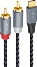 Изображение товара Кабель-переходник аудио CAWEON AJ,  USB Type-C (m) -  2хRCA (m),  медь луженая, 5м, GOLD,  черный [aj-5m]