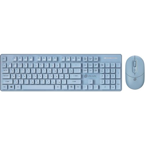 Комплект (клавиатура+мышь) Oklick S265W, USB, беспроводной, голубой [1938927]