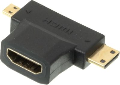 Переходник аудио-видео  HDMI (f)  -  Micro HDMI (m) ,  Mini HDMI (m),  черный [+ mini hdmi (male)]