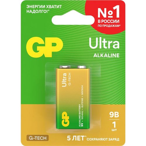 9V Батарейка GP Ultra Alkaline 1604AUA21-5CRSBC1, 1 шт.