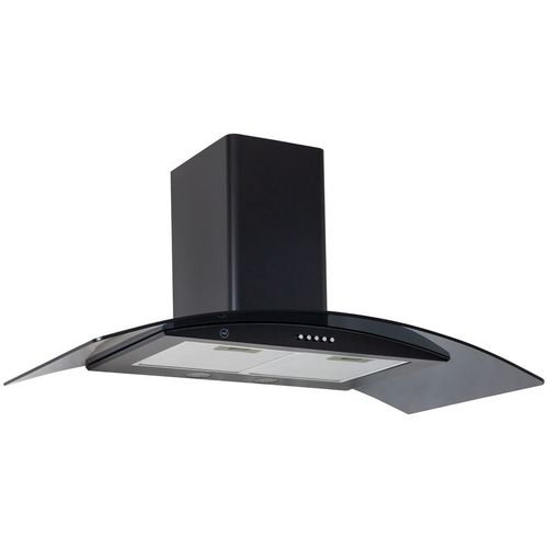 Вытяжка каминная MBS Ruta 900 Glass Black, кнопочное управление, черный стекло