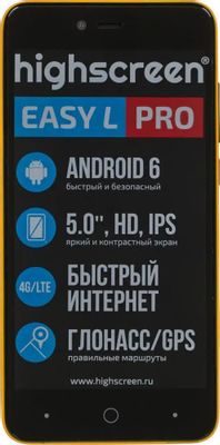 Смартфон Highscreen Easy L PRO, желтый – купить в Ситилинк | 420313