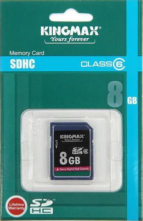Карта памяти SDHC Kingmax 8 ГБ, Class 6, без адаптера