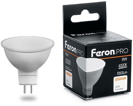 Упаковка ламп LED FERON G5.3,  софит, 8Вт, LB-1608, 10 шт. [38090-10]