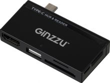 Картридер внешний Ginzzu GR-862UB, черный – купить в Ситилинк | 1678628