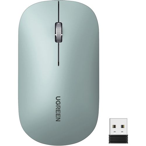 Мышь беспроводная UGREEN MU001, радио, лазерная, USB, 4000dpi, зеленый [90374]
